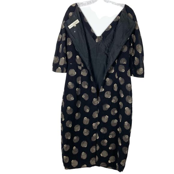 PADDY CAMPBELL Dress UK 14/US 10 Virgin Wool Geo Print Bow Ruched Lined - Picture 3 of 11